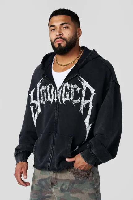 5224 - Hardstyle Zip-Ups Hoodie Black Wash