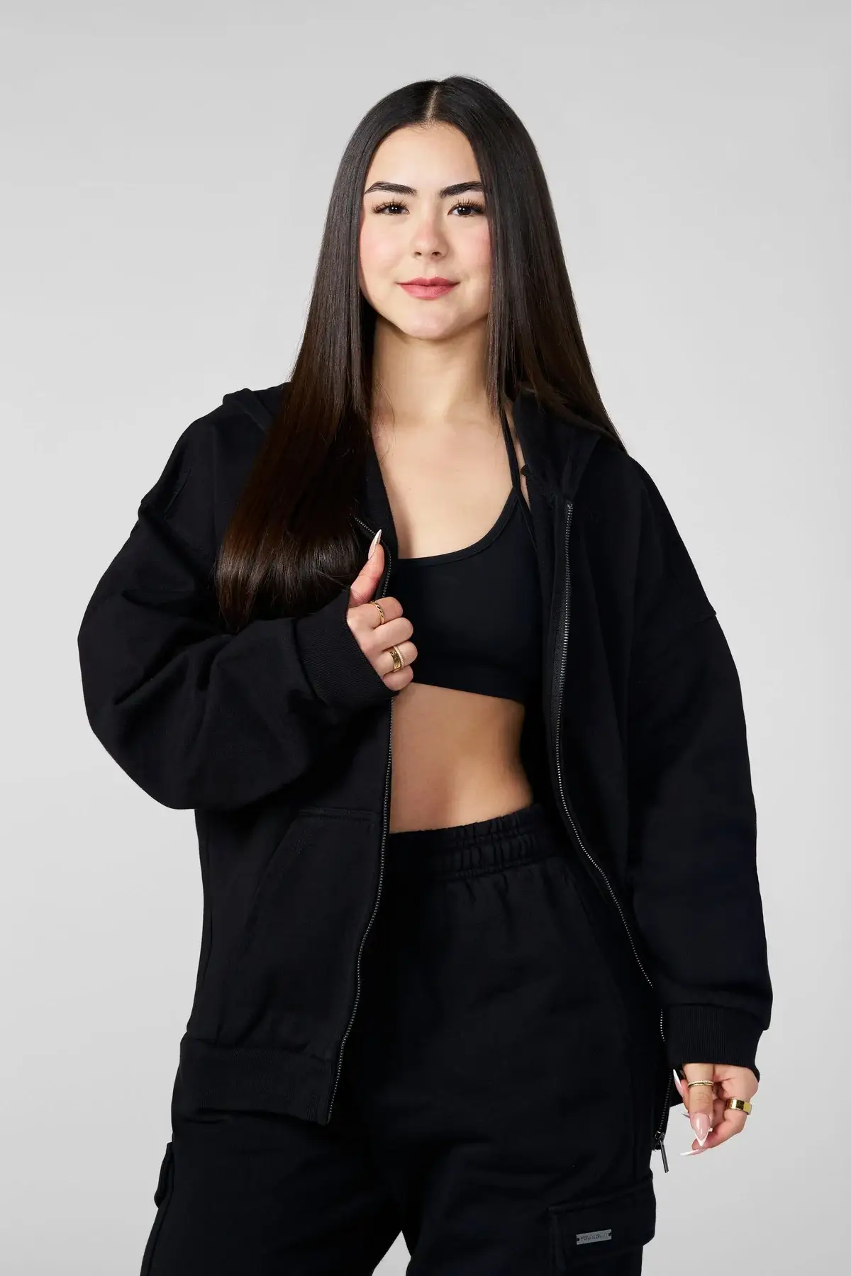Tren Tech Youngla W5215 - Kove Zip Hoodie Black (2)