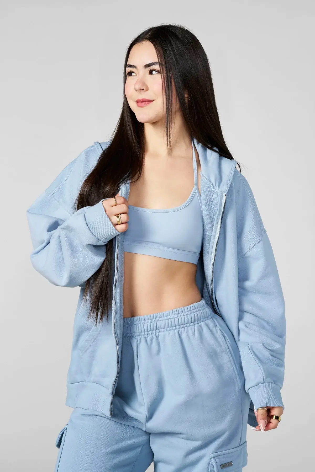 Tren Tech Youngla W5215 - Kove Zip Hoodie Dusty Blue (2)